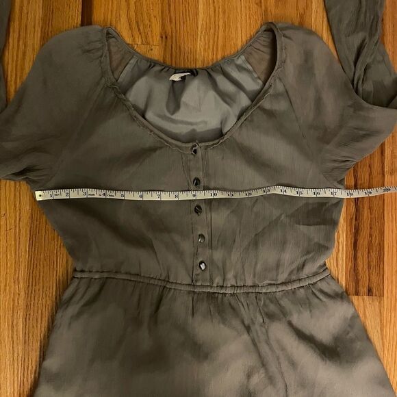 J Crew Women's 100% Silk Chiffon Grey  Long Sleeve Dress Size 6 - Picture 7 of 8